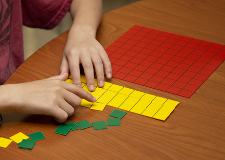 student using base ten