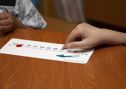 student using numberline